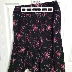 Cleo Black with pink stitching cord skirt. Size 10. 100% cotton